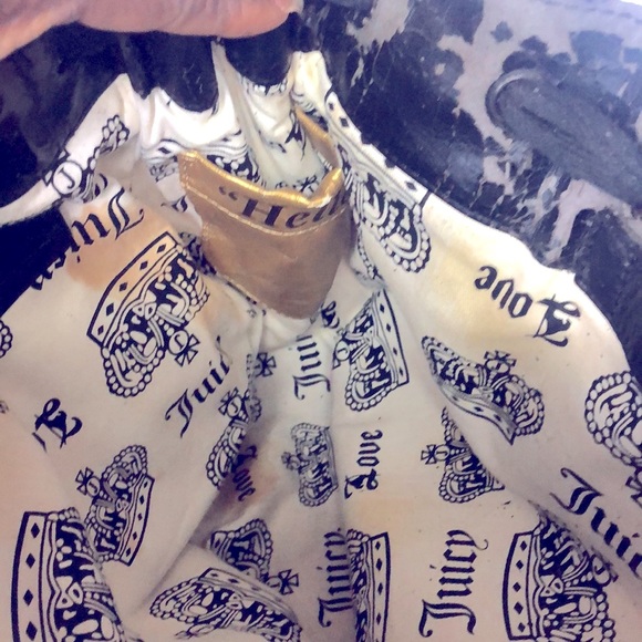 JUICY COUTURE Y2K black and cream Daydreamer houndstooth velour tote handbag. - Picture 15 of 16